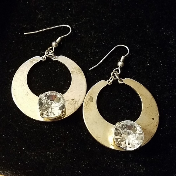 1980s Vintage Thick Gold Tone  Earrings 2" - Picture 1 of 1